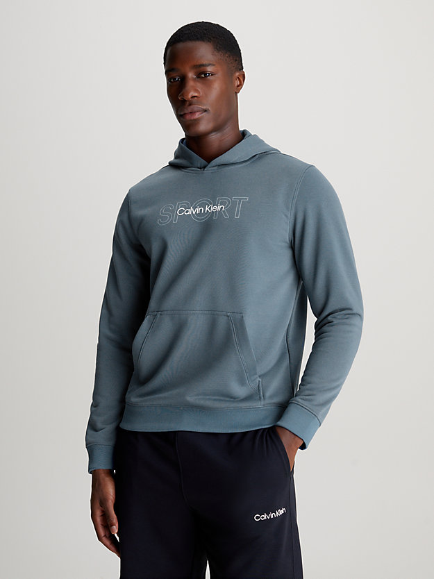 ceramic blue french terry hoodie for men 