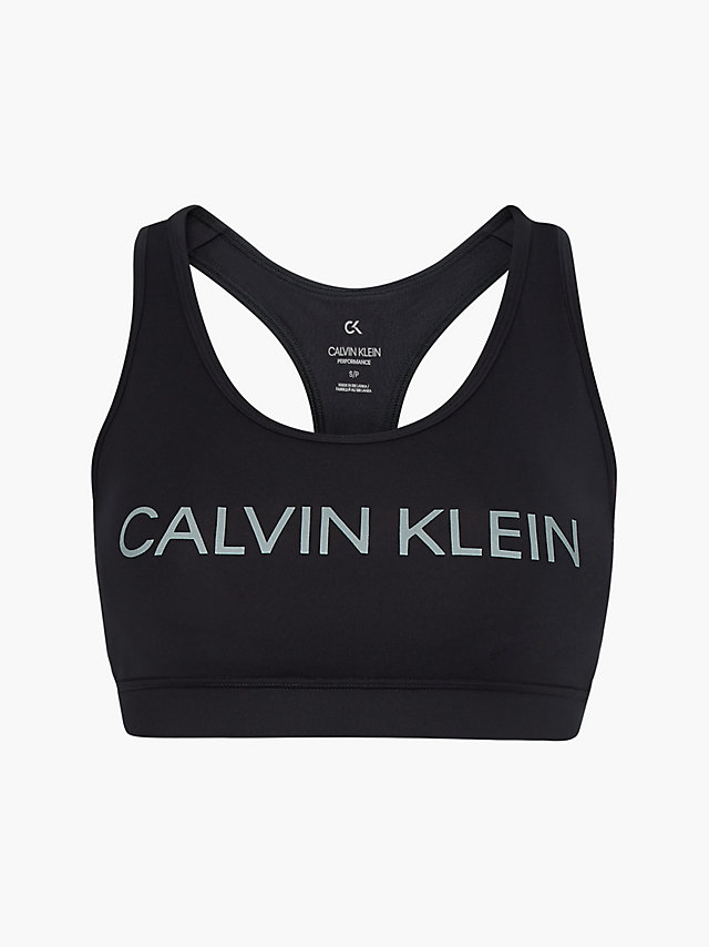 CK Black/reflective Silver Medium Impact Sports Bra undefined women Calvin Klein