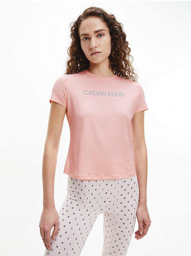T-Shirt De Sport Slim Avec Logo > Rose Quartz/reflective Silver > undefined femmes > Calvin Klein