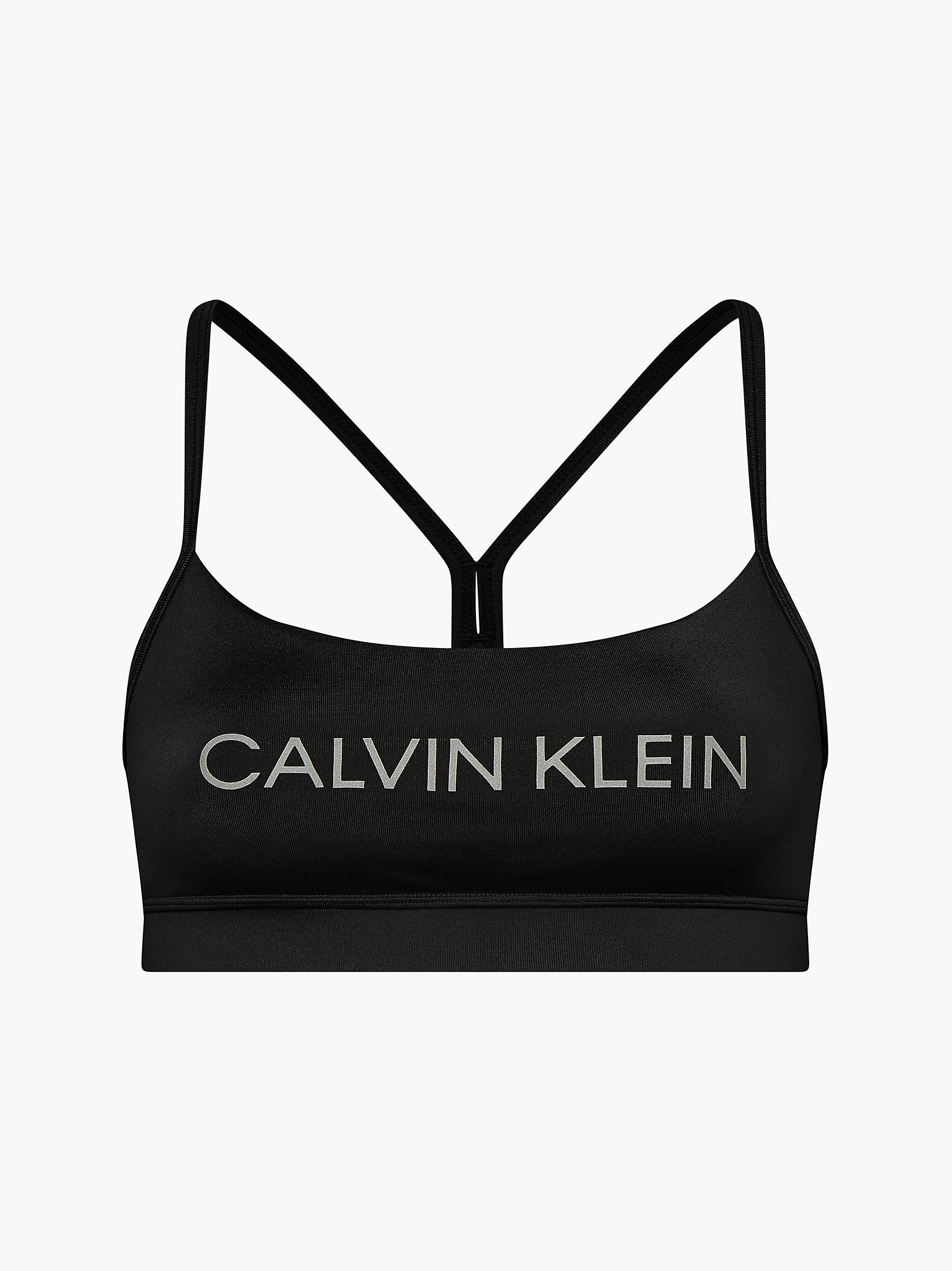 CK Black/reflective Silver Low Impact Sports Bra undefined women Calvin Klein