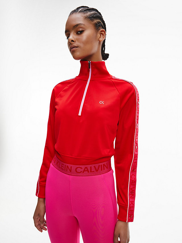 Barbados Cherry Logo Tape Sweatshirt Mit Reißverschluss Am Kragen undefined Damen Calvin Klein
