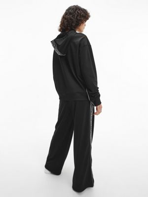 CK BLACK/ BRIGHT WHITE Oversized Logo Tape Hoodie for women CK PERFORMANCE