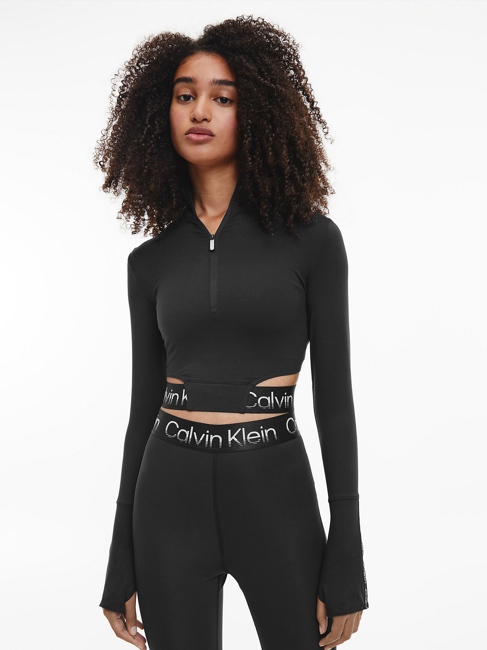 Black Beauty Recycled Cropped Gym Top undefined women Calvin Klein
