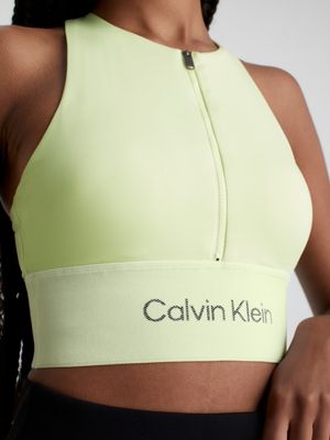 Calvin Klein Performance co-ord logo band sports bra in olive green