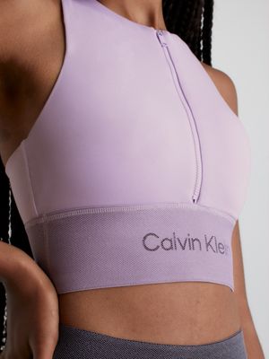 Calvin Klein Womens Medium Impact Fitness Sports Bra Purple XS at