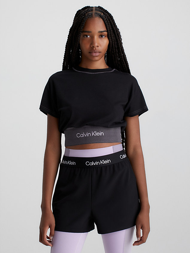black t-shirt sportowy o skróconym kroju dla kobiety - ck performance
