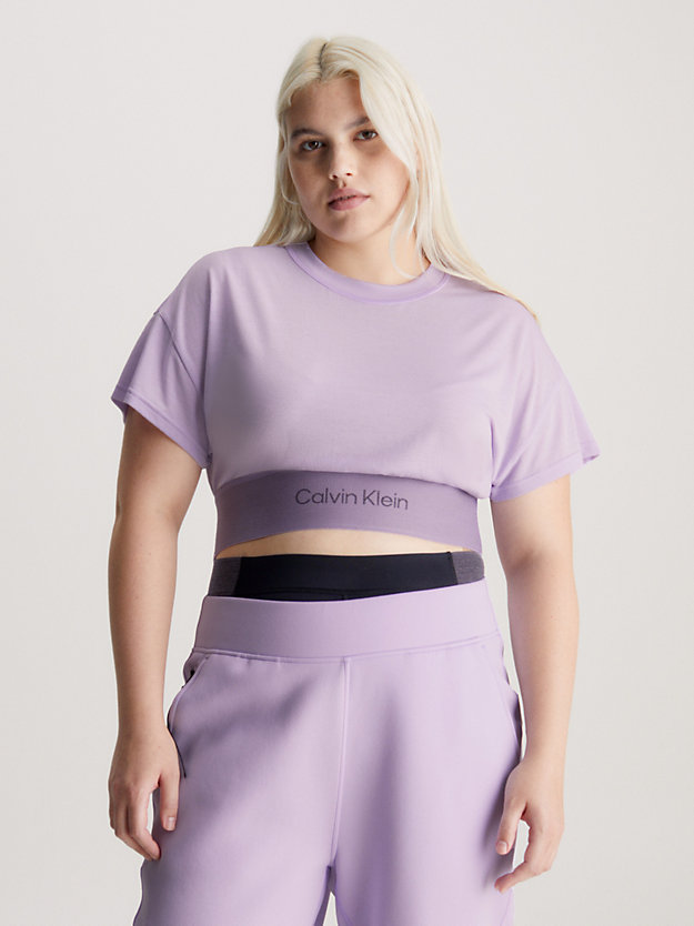 pastel lilac t-shirt sportowy o skróconym kroju dla kobiety - ck performance