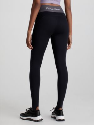 Calvin Klein Jeans Ladies Black Organic Cotton Logo Leggings