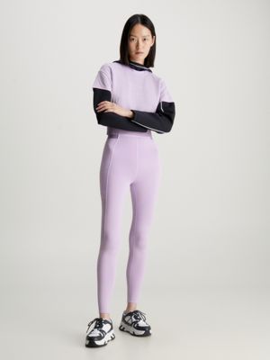 Calvin Klein Performance Active Ribbed 7/8 Length Leggings,Purple, Small