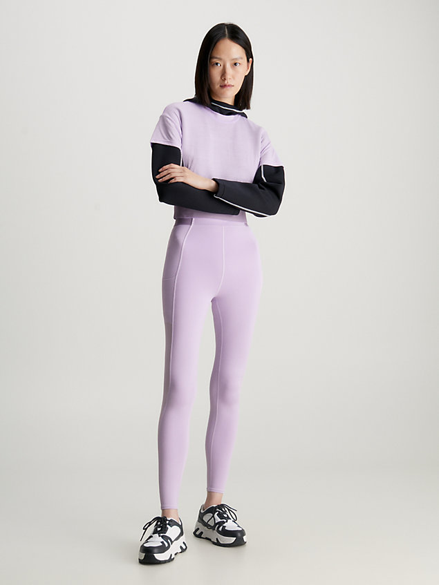 purple 7/8 gym leggings for women ck performance