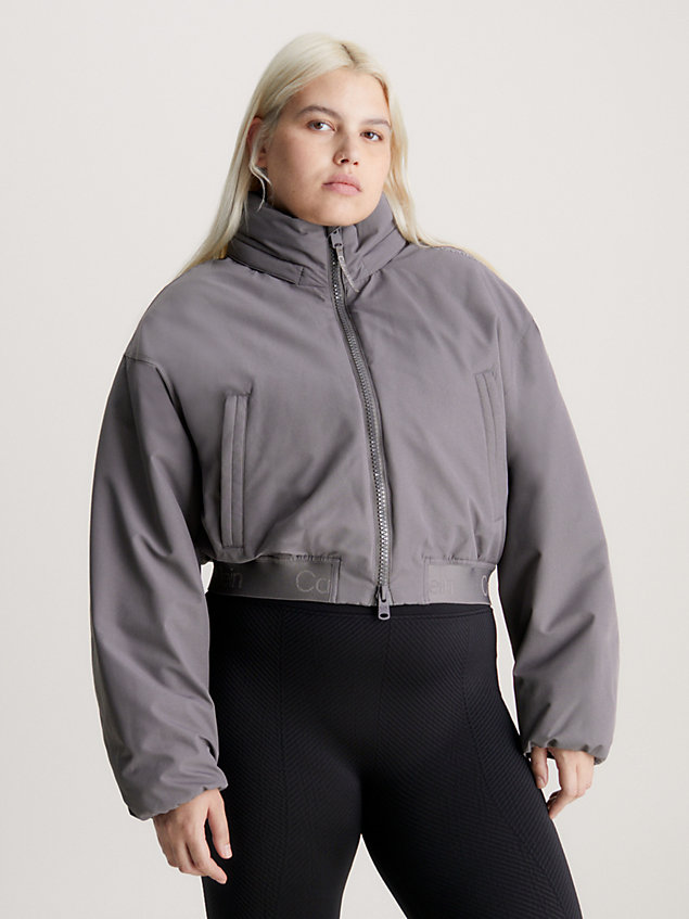 grey cropped padded jacket for women ck performance