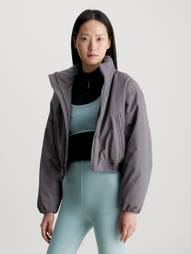 grey cropped padded jacket for women ck performance