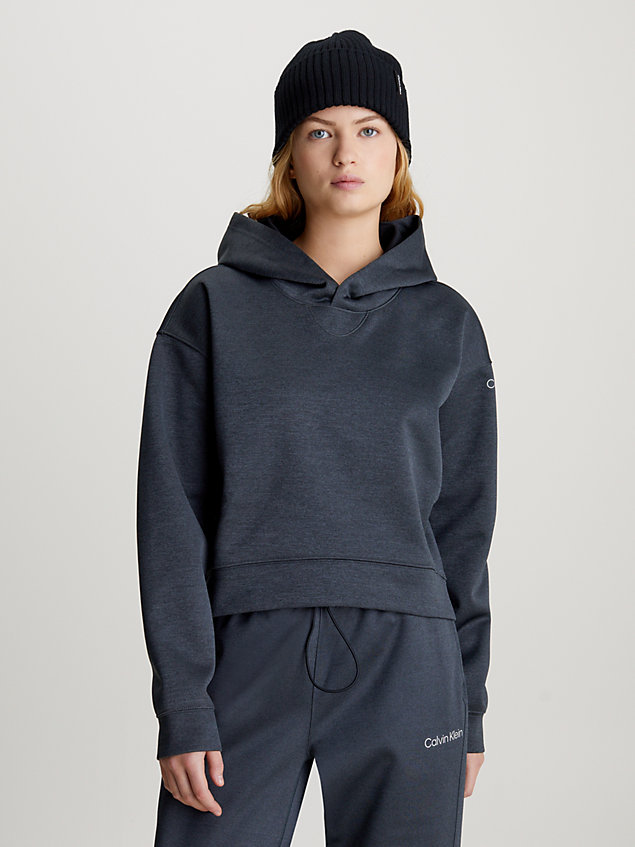 black technical knit hoodie for women ck performance