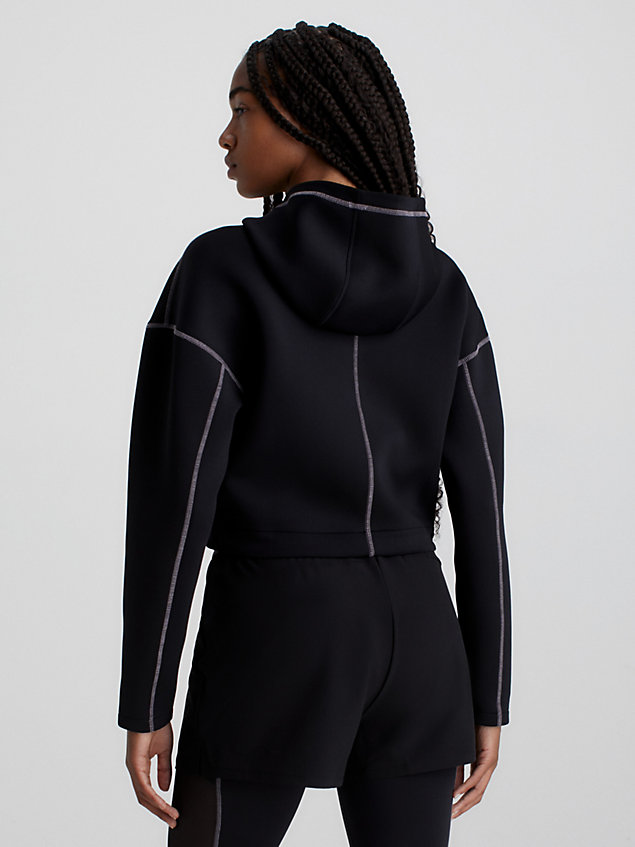 sweat-shirt à capuche court avec logo black pour femmes ck performance