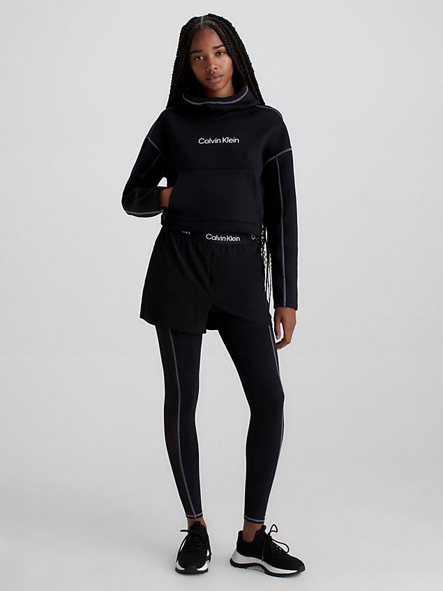 sweat-shirt à capuche court avec logo black pour femmes ck performance