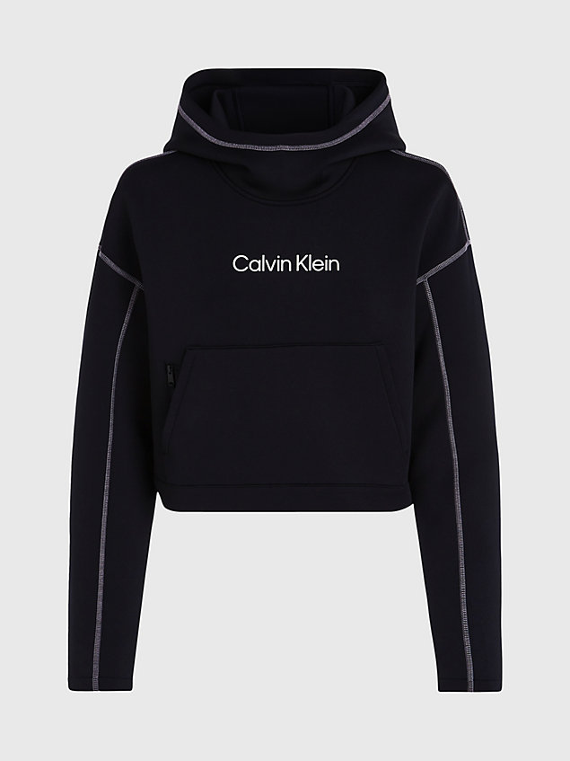 black cropped logo hoodie for women ck performance