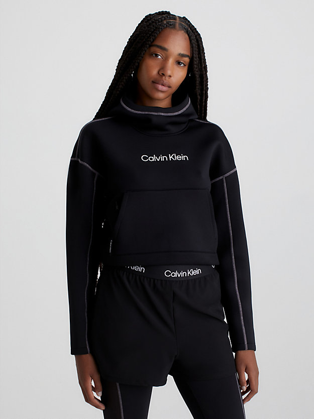 black beauty cropped logo hoodie for women ck performance