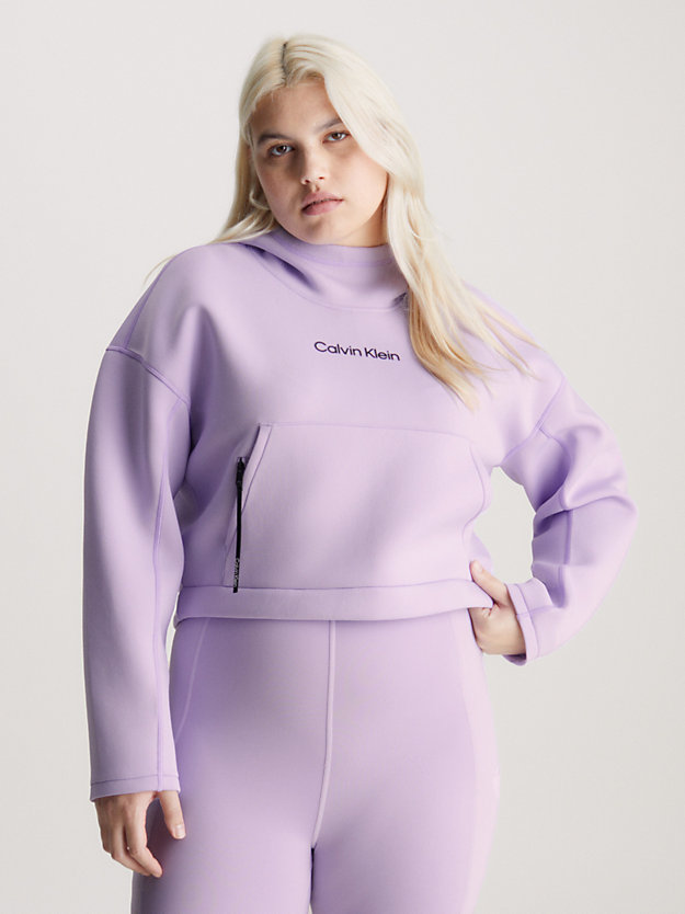 pastel lilac cropped logo hoodie for women ck performance