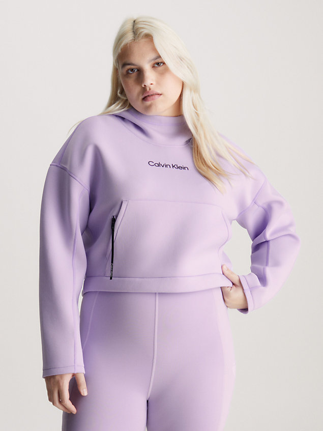purple cropped logo-hoodie für damen - ck performance