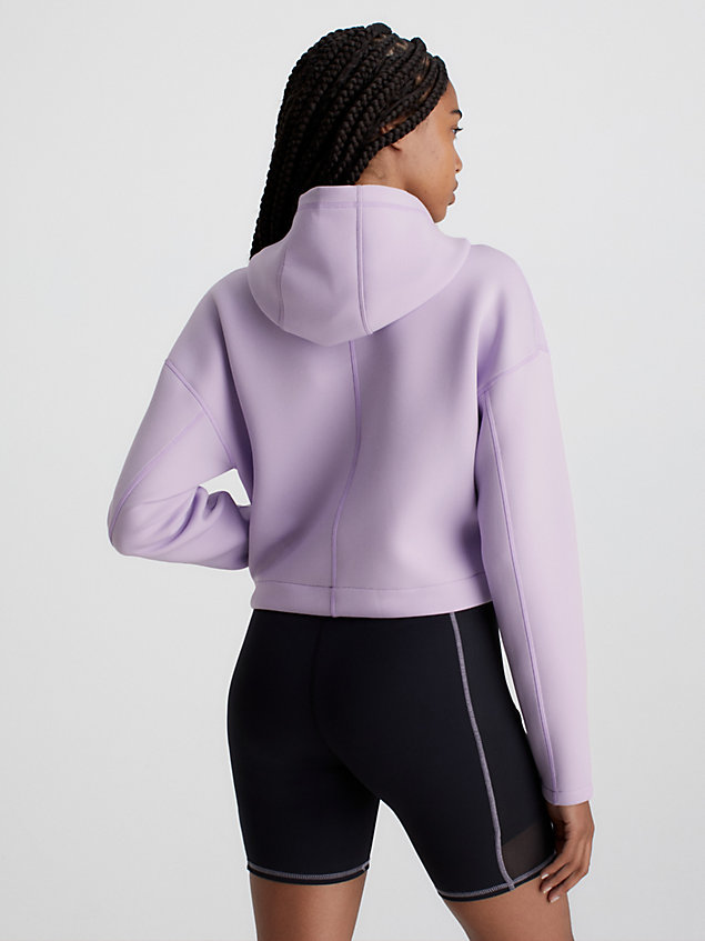 purple cropped logo hoodie for women ck performance