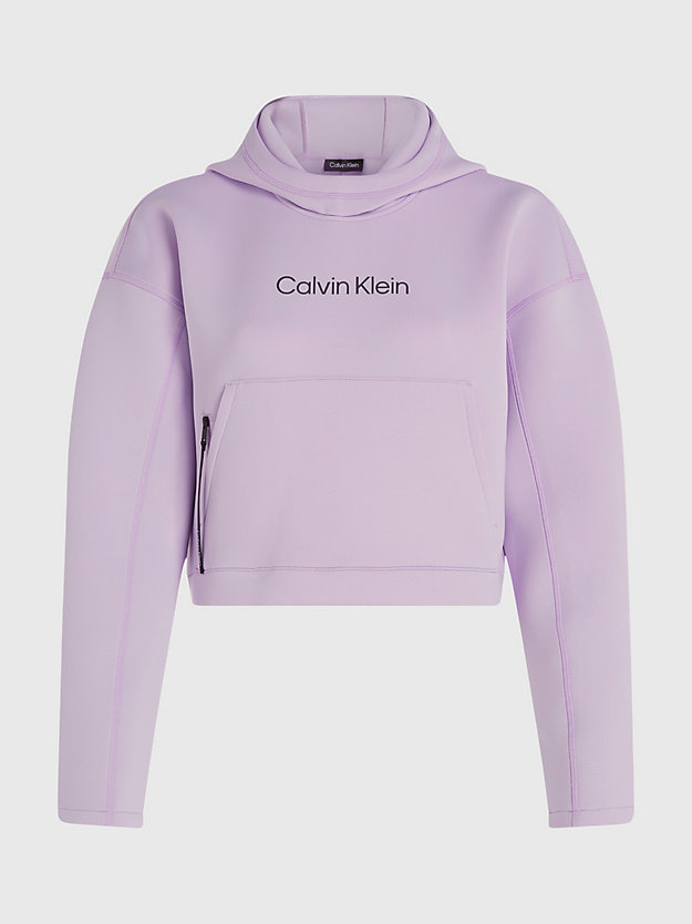 pastel lilac cropped hoodie met logo voor dames - ck performance