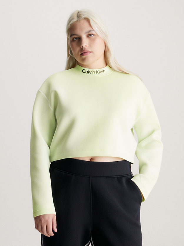 lime cream cropped mock neck logo top for women ck performance