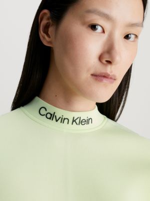 Calvin Klein Performance Women's Logo-Print Split-Neck Cropped