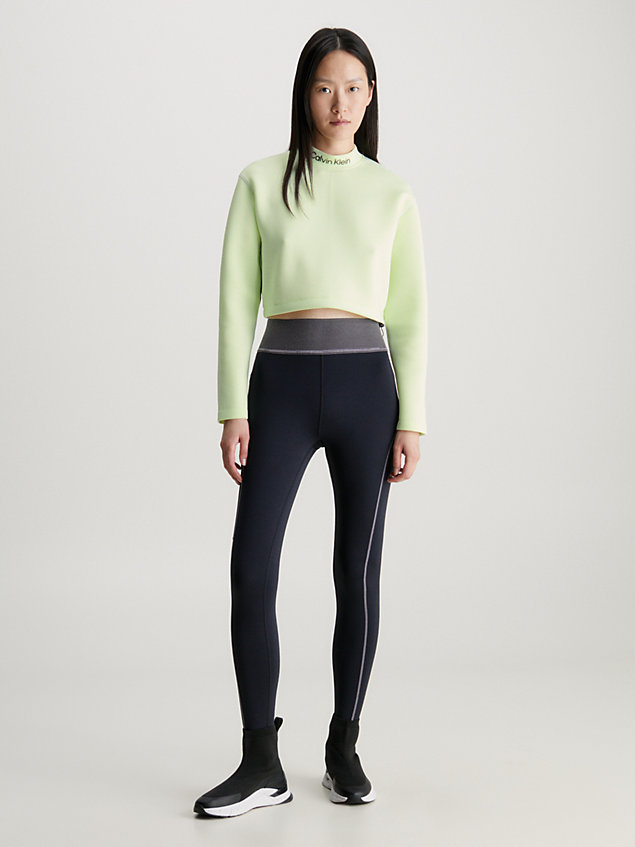 green cropped mock neck logo top for women ck performance