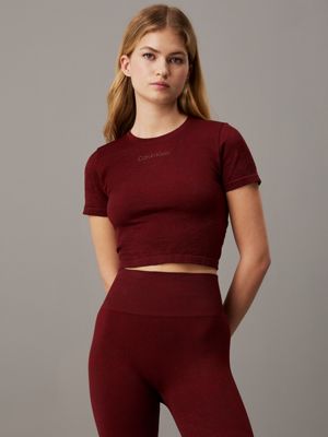 red cropped gym t-shirt for women ck sport