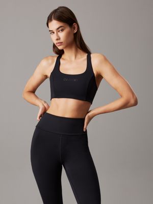 black medium impact sports bra for women ck sport