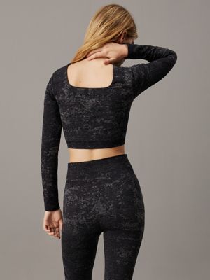 black beauty cropped long sleeve gym t-shirt for women ck sport