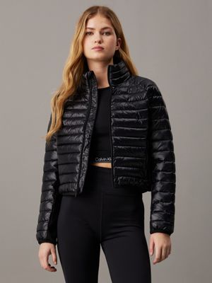 black midweight puffer jacket for women ck sport