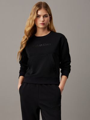 black french terry pocket sweatshirt for women ck sport