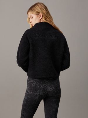 black beauty cropped sherpa fleece pullover for women ck sport