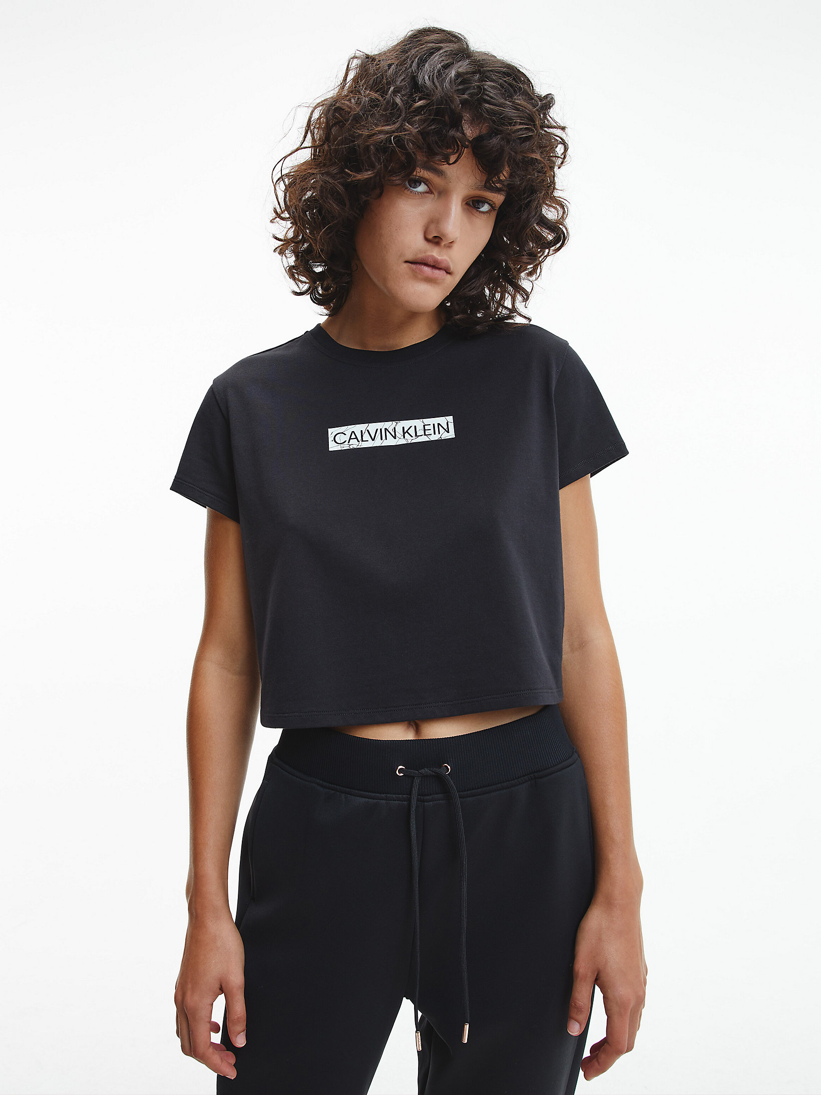 CK Black / Bright White > Cropped Gym-T-Shirt > undefined Damen - Calvin Klein