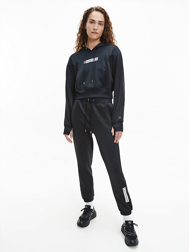 CK BLACK/ BRIGHT WHITE Cropped Logo Hoodie for women CK PERFORMANCE