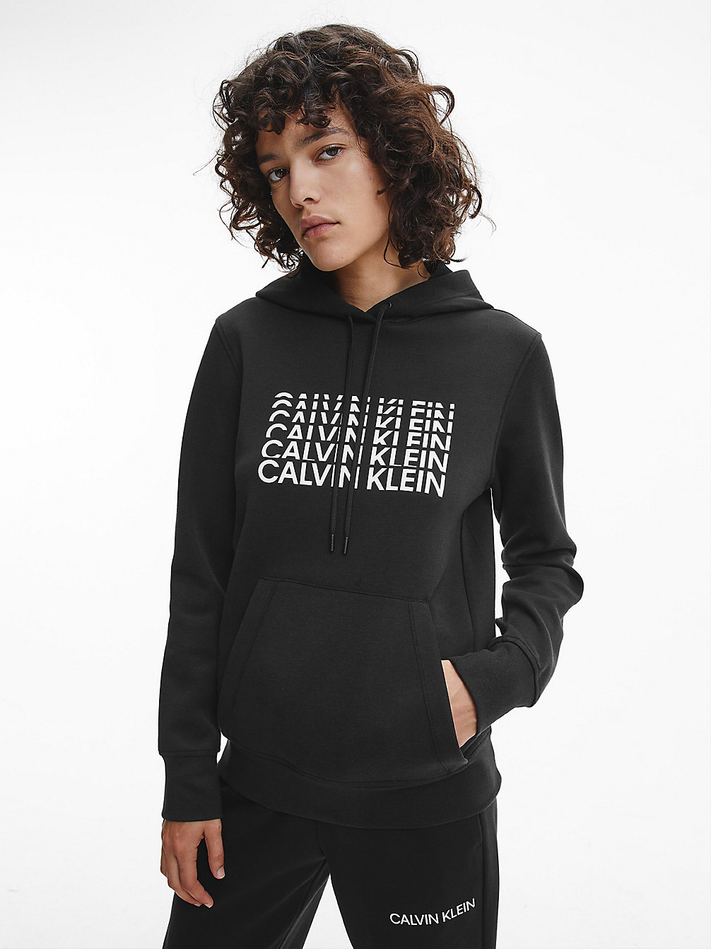 CK BLACK/BRIGHT WHITE Relaxed Logo Hoodie undefined women Calvin Klein