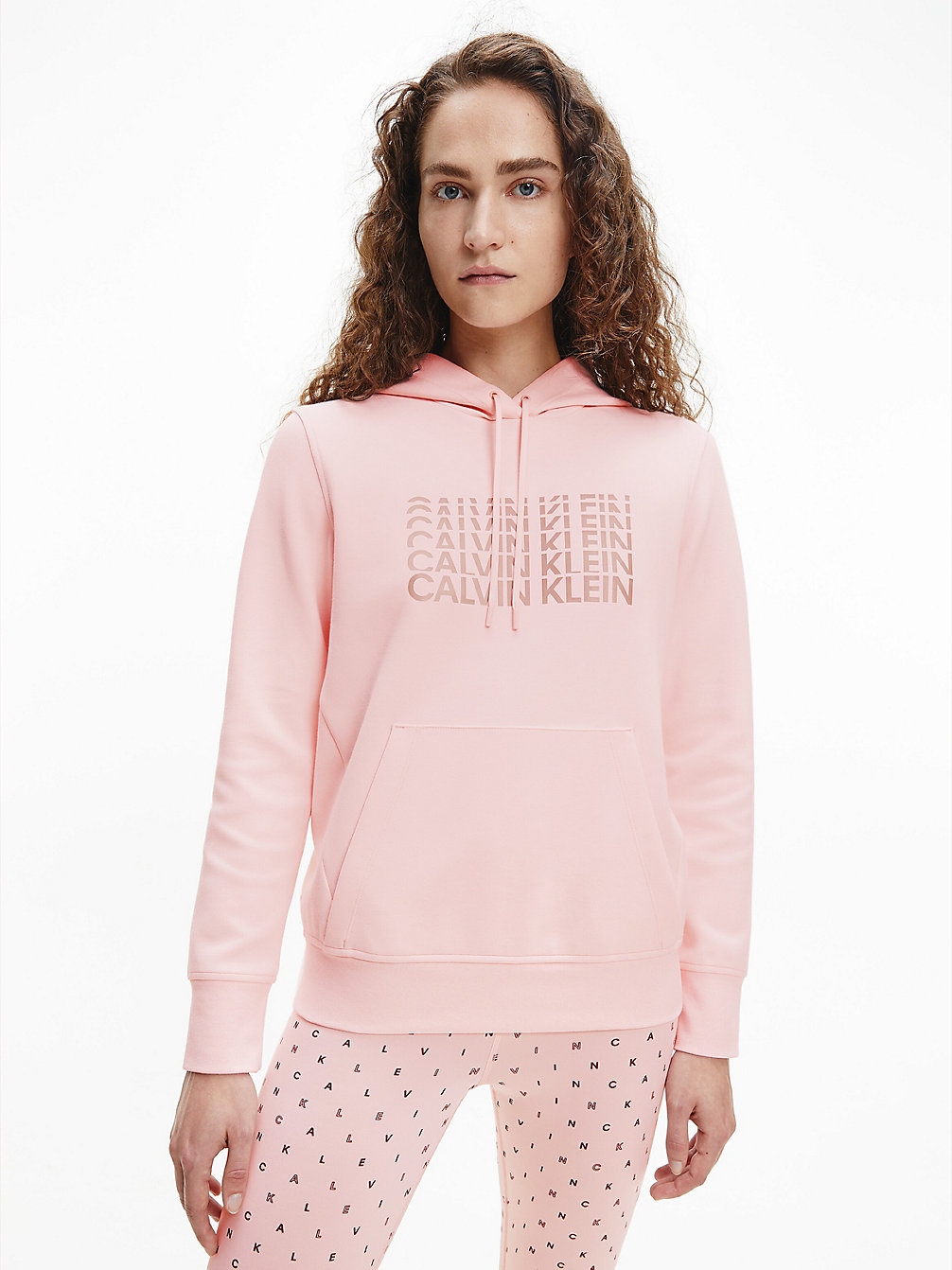 ROSE QUARTZ/PORTABELLA Felpa Con Cappuccio E Logo Dal Taglio Relaxed undefined donna Calvin Klein