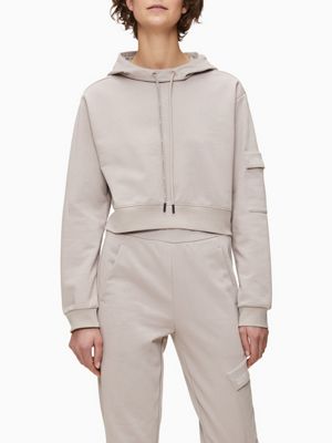 calvin klein cropped logo hoodie