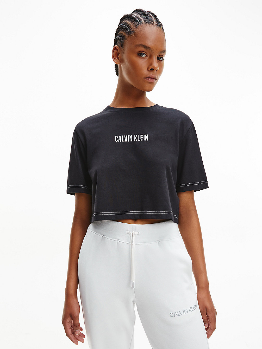 CK BLACK/PURPLE HEATHER Sport T-Shirt Met Open Rug undefined dames Calvin Klein