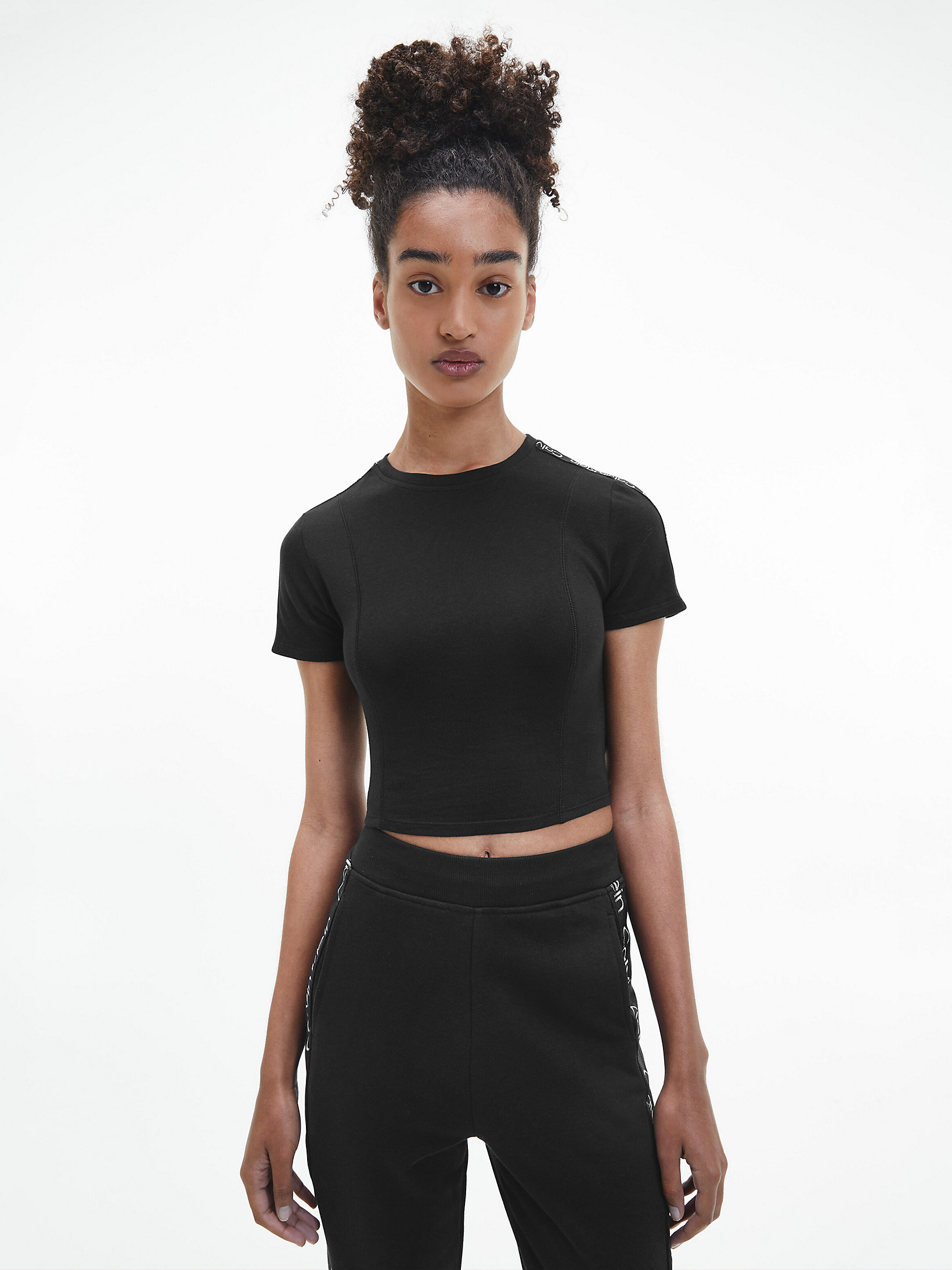 CK Black T-Shirt Cropped Da Palestra undefined donna Calvin Klein