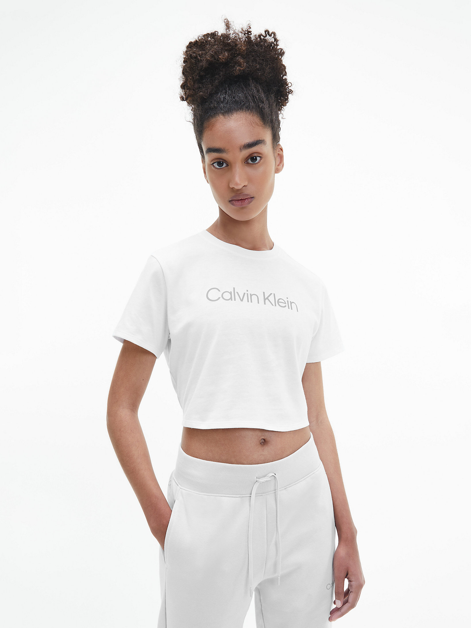 Bright White Cropped Gym T-Shirt undefined women Calvin Klein
