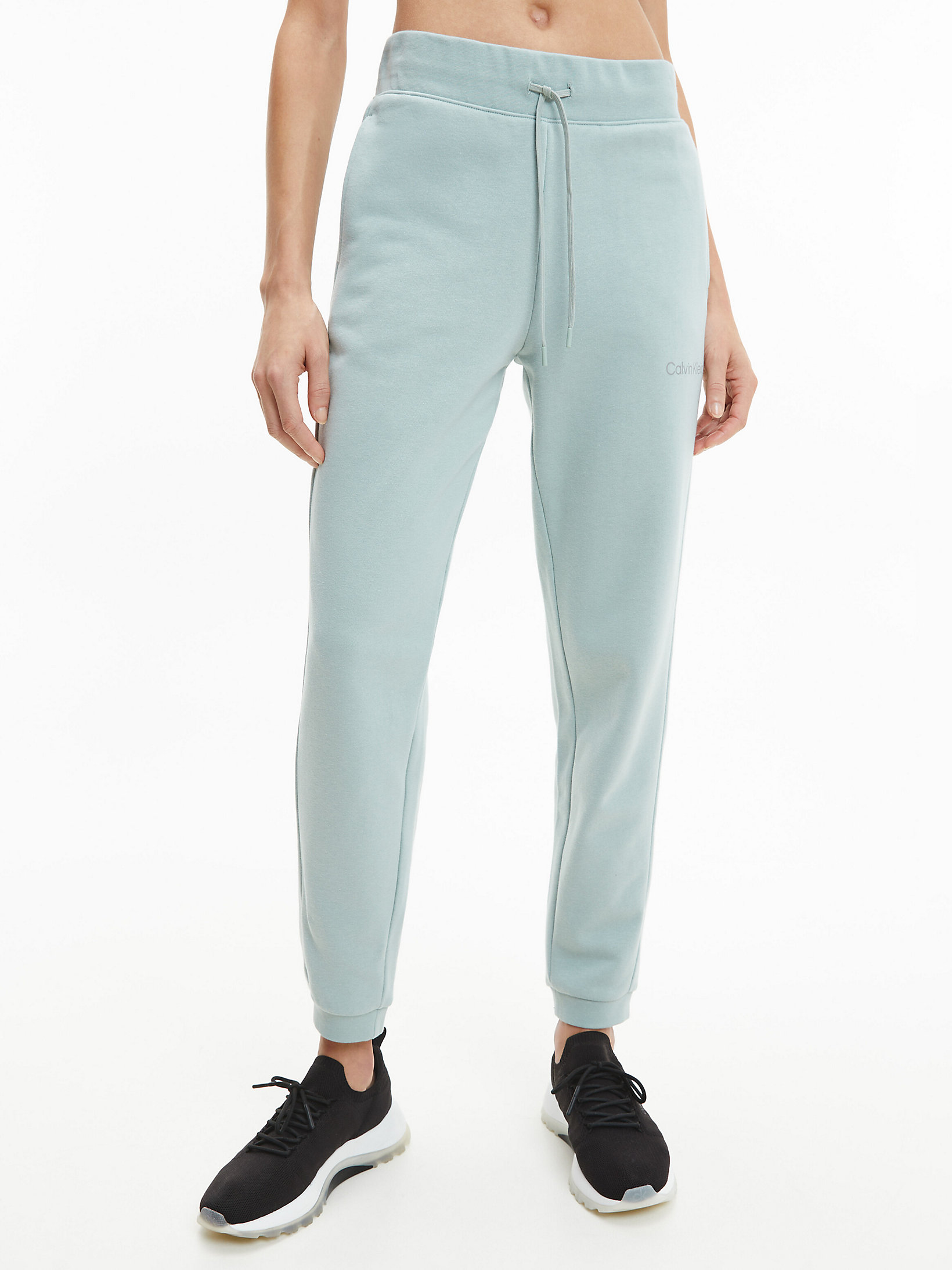 Pantaloni Da Tuta In Spugna Di Cotone Con Logo > Jadeite > undefined donna > Calvin Klein