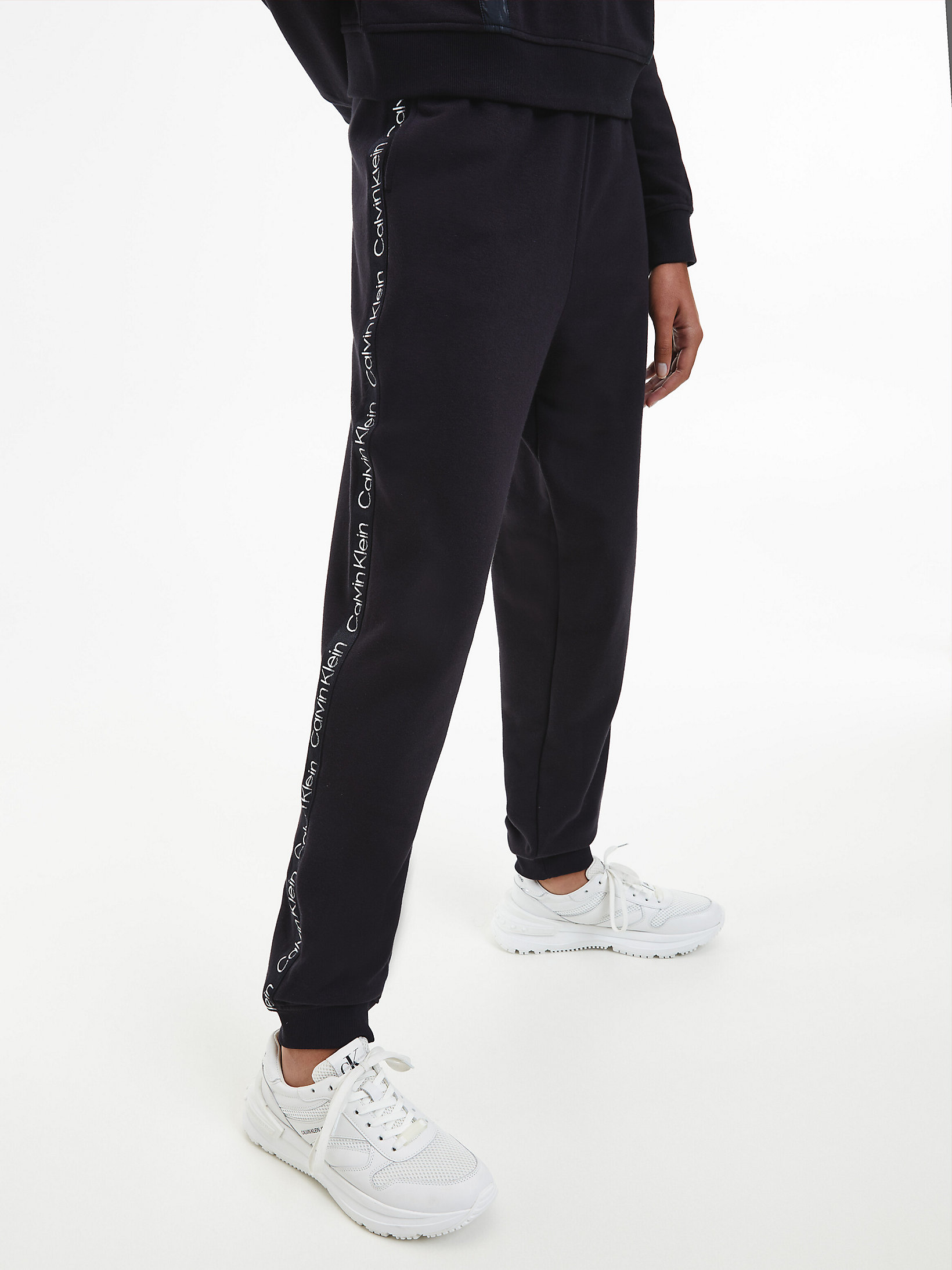 Pantalon De Jogging En Tissu Éponge De Coton Avec Logo > CK Black W/ Moire Print Trim > undefined femmes > Calvin Klein