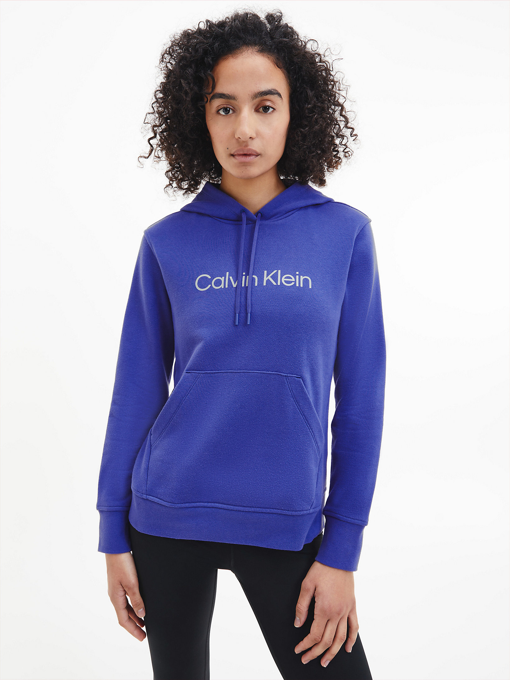 Sweat À Capuche Avec Logo En Tissu Éponge De Coton > Clematis Blue > undefined femmes > Calvin Klein