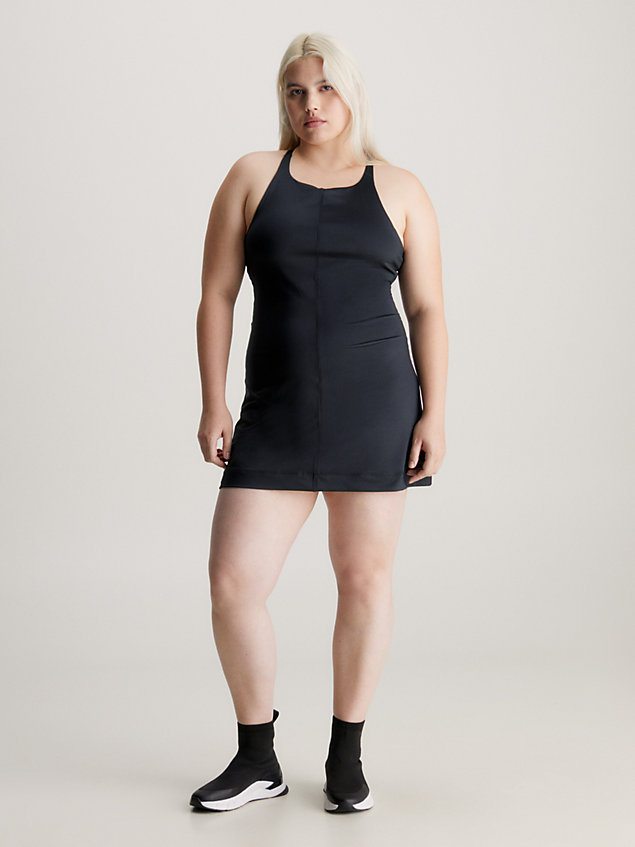 black technical fitted mini dress for women ck performance