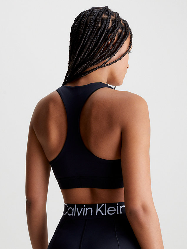 black medium impact sports bra for women ck performance