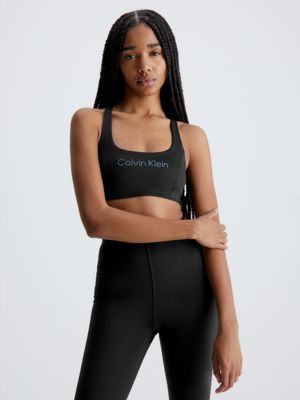 Calvin Klein Performance Medium-Impact Racerback Sports Bra; Peach/Black  (XXL)