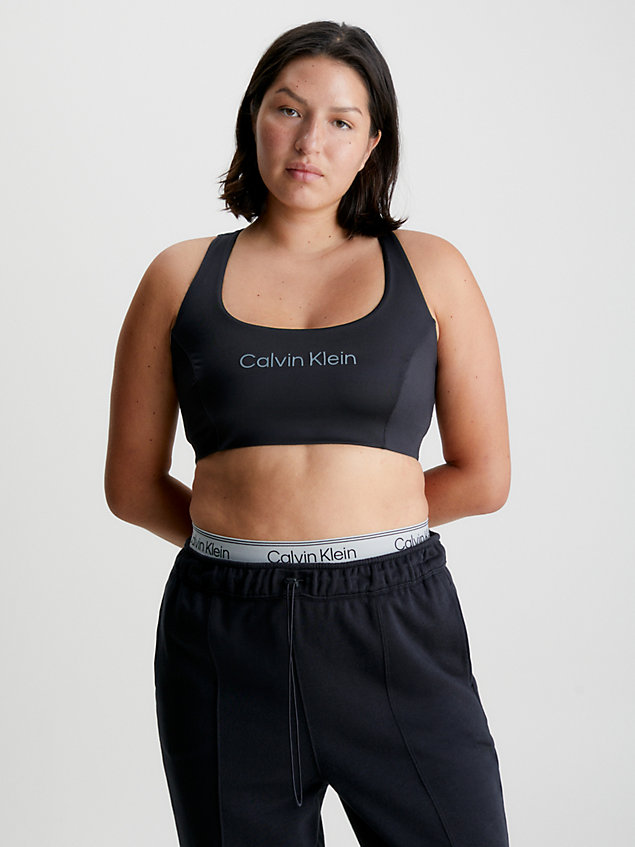 black medium impact sports bra for women ck performance