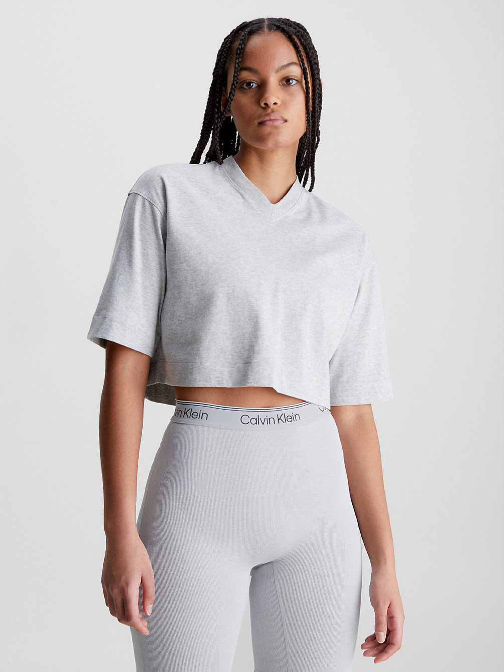 ATHLETIC GREY HEATHER Cropped Gym-T-Shirt undefined Damen Calvin Klein